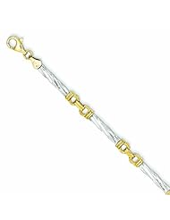 Genuine 14K Two-Tone 8In Polished Fancy Bracelet 8 Inches 9 Grams Of Gold 100% Satisfaction Guaranteed.