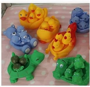 Lovely Mummy and Baby Rubber Squeaky Bath Toy/family Bath Toy/floating Fun Duck/chicken/crocodile/tortoise/bear Random Ship