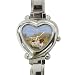 Limited Edition Violano Italian Charm Heart Watch Dachshund Piebald