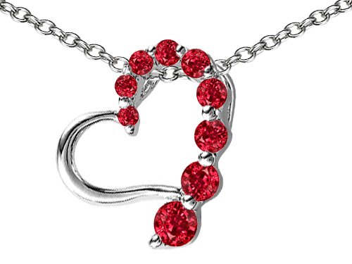 1.00 cttw 925 Sterling Silver Created Ruby Heart Pendant