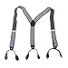 HDE Suspenders for Men Y-Back Button End Adjustable Heavy Duty Design Dress Suspender (Black & White Stripped)