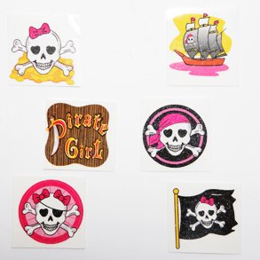 Childrens Toyshop  Toys : Pink Pirate Glitter Tattoos