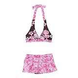 Girls' Xhilaration Surf Heaven Swim Set with Skirt - Brown