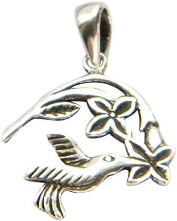 Sterling Sillver Hummingbird and Flower Pendant