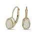 14k Yellow Gold Oval Opal Bezel Lever-back Earrings