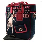 Coach Bonnie Girly Canvas Bag Tote 13530 Navy Pink