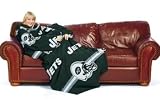 New York Jets Comfy Throw Blanket With Sleeves Fleece Loose Fitting Sleeves Machine Washable