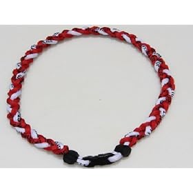  Titanium Baseball Necklace 20 Inch Red and White
