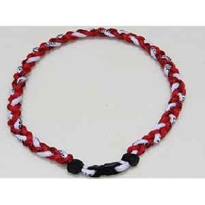 Titanium Baseball Necklace 20 Inch Red and White