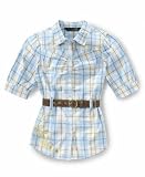 Rocawear - Rocawear Girls Plaid Woven Short Sleeve Belted Top