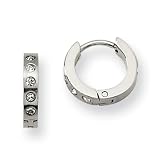 Chisel Stainless Steel CZ Hinged Hoop Earrings