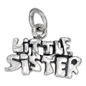 STERLING SILVER ANTIQUED "LITTLE SISTER" CHARM