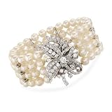 C. 1950 Vintage 6.25mm Cultured Pearl, 3.50ct t.w. Diamond Bracelet. 7.25