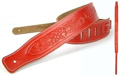 Red Leather Guitar Strap for Electric/Acoustic/Bass Guitar