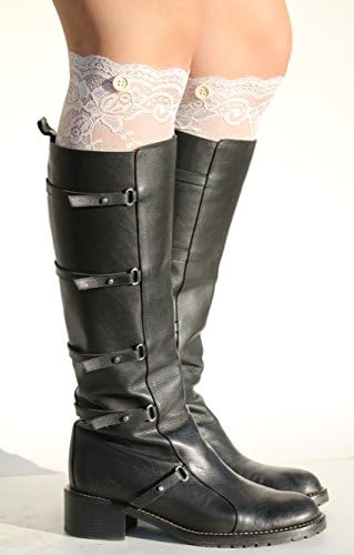 Women's Boot Leg Cuffs, Stretch Lace Soft Laced Boot Socks