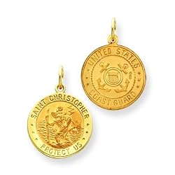 14k Reversable US Coast Guard St. Christopher Pendant