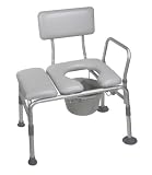 Drive Medical Combination Padded Seat Transfer Bench with Commode Opening, Gray