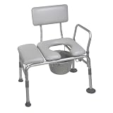 Drive Medical Combination Padded Seat Transfer Bench with Commode Opening, Gray