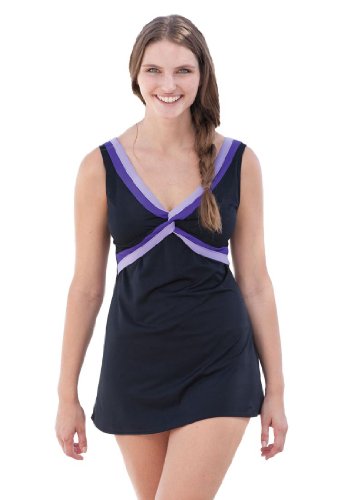 Twist front colorblock swimdress product image