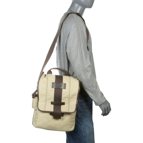 Nuo Tech Vertical Canvas Messenger Bag-Color: Khaki Nuo Tech Vertical Canvas Messenger Bag-Color: Khaki