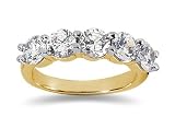 2.50 Prong Set 5 Stone Diamond Wedding Band in 18K Yellow Gold