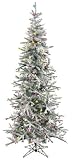 7.5' Slim Winter Fun Flocked Pre-Lit Artificial Christmas Tree -Multi G25 Lights