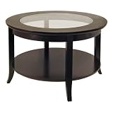 Winsome Genoa Round Wood Coffee Table with Glass Top