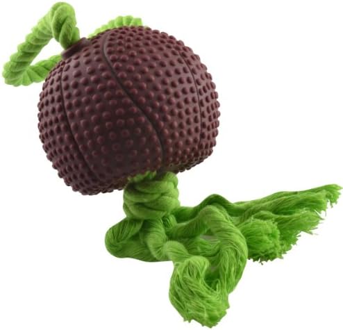 Dogloveit Pet Puppy Cat Dog Toys Small Basketball w/ Rope Ring Rubber Toy for Pet Dog Cat with Sound Squeaker Squeaky Toys for Pet Dog Cat