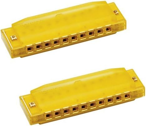 Homeschool Music Supplies (Pre-K / Kindergarten) - Hohner Kids BPA FREE Translucent Harmonica 2 Pack - Yellow