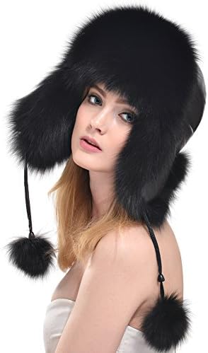 Real Fox Fur Warm Hat Winter Genuine Leather Round Fur Cap