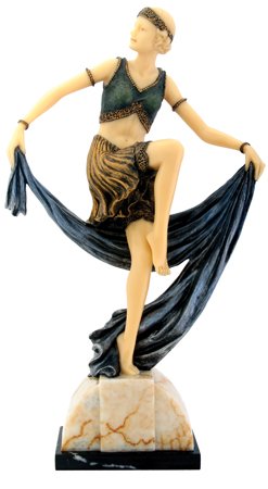 Art Deco Dancer Lady Charlotte Statue, 9 1/2-inch