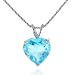 7.50 Carat Blue Topaz Heart Pendant in Sterling Silver with Chain