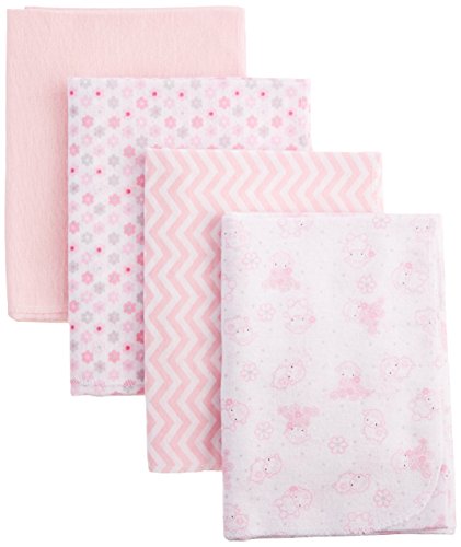 Nuby 100% Cotton 4 Piece Cuddly Soft Baby Receiving Blanket Set, Pink, 28 x 28 Nuby 100% Cotton 4 Piece Cuddly Soft Baby Receiving Blanket Set, Pink, 28" x 28"
