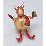 Whimsical Plump Reindeer With Dangle Legs Glass Ornament #823033A