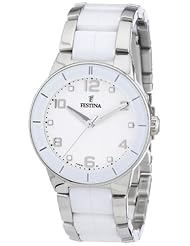 Festina Womens Ceramic F16531/1 Silver Stainless-Steel Quartz Watch with White Dial