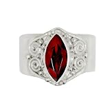 Sterling Silver Marquis Garnet Ring by Sajen