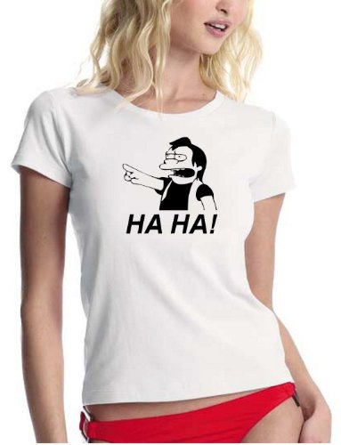 coole-fun-t-shirts Herren t-shirt HA HA ! NELSON - THE SIMPSONS -weiss-women Gr.S Preisvergleich