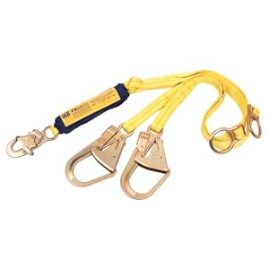 DBI/Sala 1241220 100-percent Tie-Off, Tie Back Shock Absorbing Lanyard with Rebar Hooks, Yellow