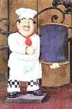 Ceramic Bistro Chef Waiter with Chalkboard Menu