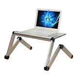 Omax - ComfyLap Adjustable Laptop Table Multifunctional Portable Laptop Desk Breakfast Tray Book Stand Vented Top Layer Upgraded Model Silver K6