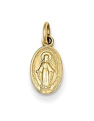14k Yellow Gold Bold Miraculous Religious Medal Charm