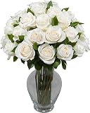 Two Dozen White Roses with Hourglass Vase