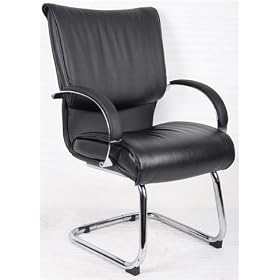 Boss Norstar Guest Reception Room Chairs B9709C - Black Leather Plus