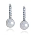 Sterling Silver Cubic Zirconia and Freshwater Cultured Pearl Drop Earrings by Cheline