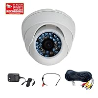 VideoSecu CCTV Built-in SONY CCD Surveillance Camera 600TVL Wide Angle IR Infrared Weatherproof Outdoor Day Night Vision Vandal Proof with Mini Audio Microphone, Power Supply, Video Audio Cable A13