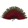 Wine Marabou Feather Fan with Peacock Tips
