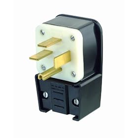 Leviton 8452-P 50 Amp, 250 Volt- 3PY, Straight Blade, Plug, Industrial Grade, Grounding, Angle, Black: Home Improvement