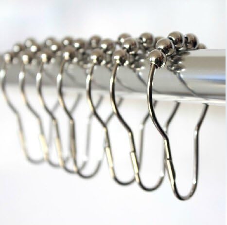 TLT Set of 12 Polished Chrome Roller Shower Curtain Ring Hooks Hangers HD004
