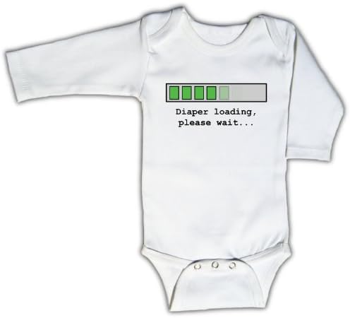 Diaper loading, please wait - Funny Baby Bodysuit, Long Sleeve, 12 - 18 Mo
