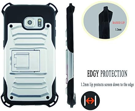 Eyecatching Samsung Galaxy S6 Edge Case, Heavy Duty Hybrid 2 Piece Dual Layer Combo Hard Shell Exterior and Light Soft Silicone Rubber Interior Protector Cover (Blue)